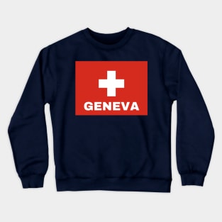 Geneva City in Swiss Flag Crewneck Sweatshirt